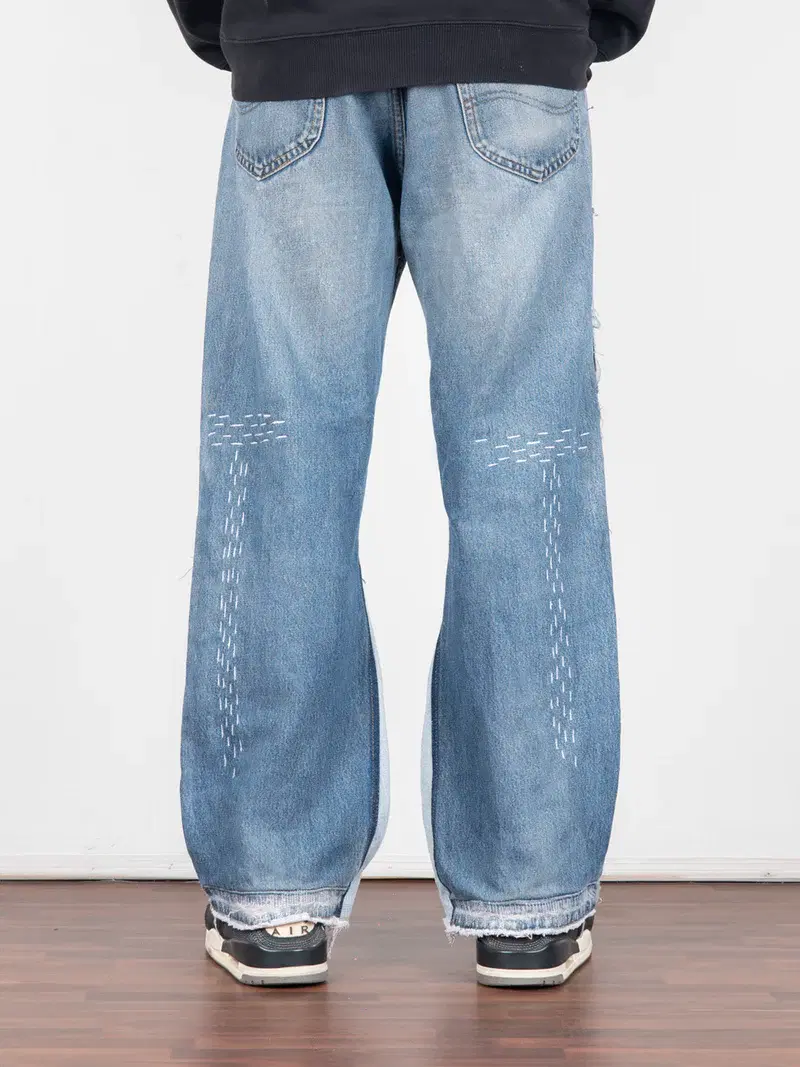 Thumbnail preview #1 for Double Knee Blue Sashiko Denims