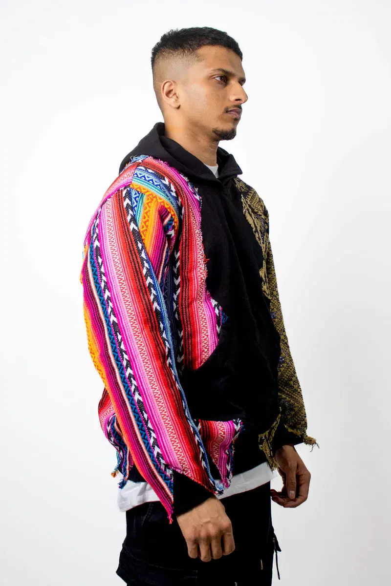 Thumbnail preview #2 for Black Artistic Stitched Hoodie